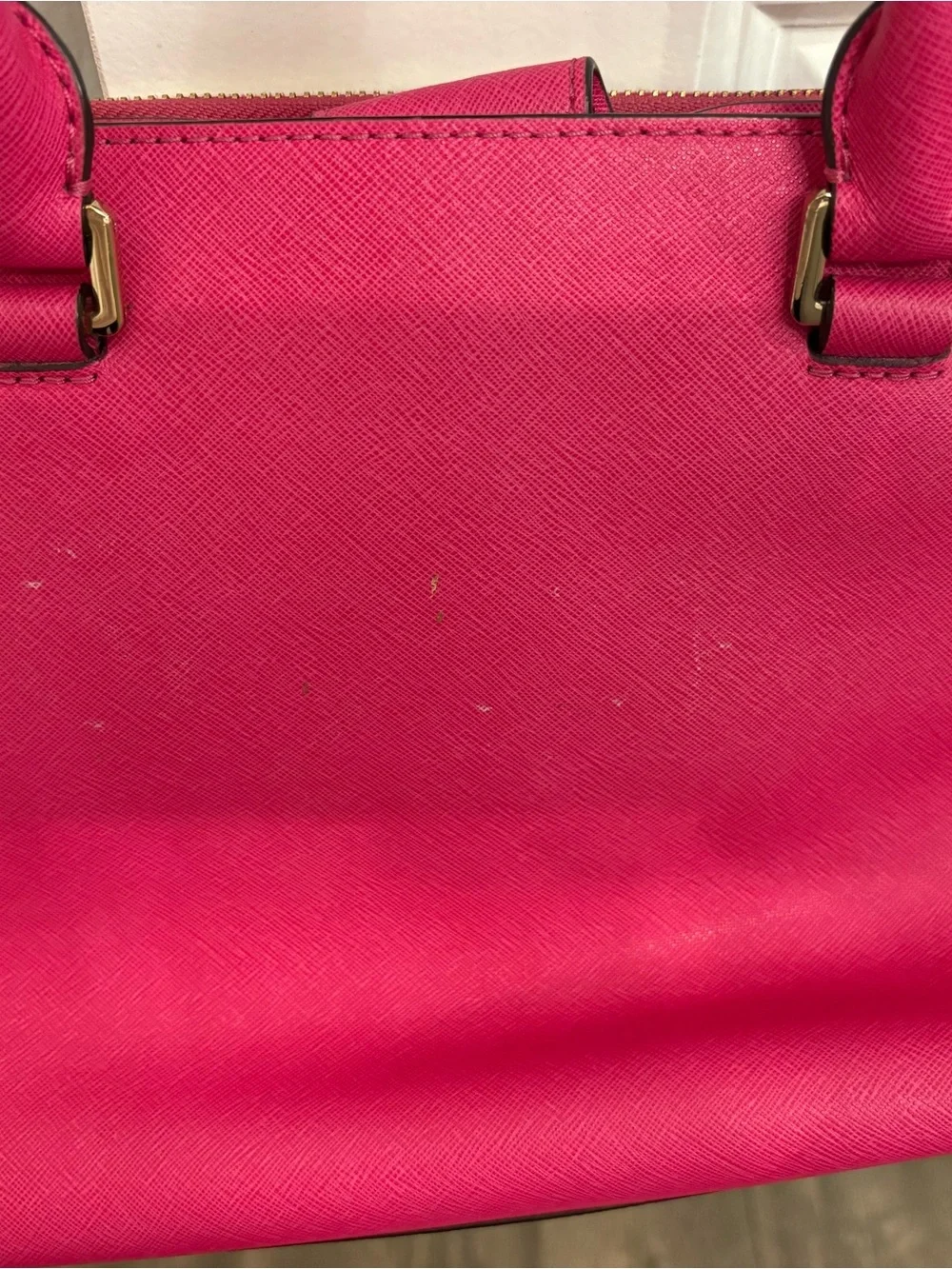 Michael Kors Hot Pink Saffiano Satchel with Gold Hardware